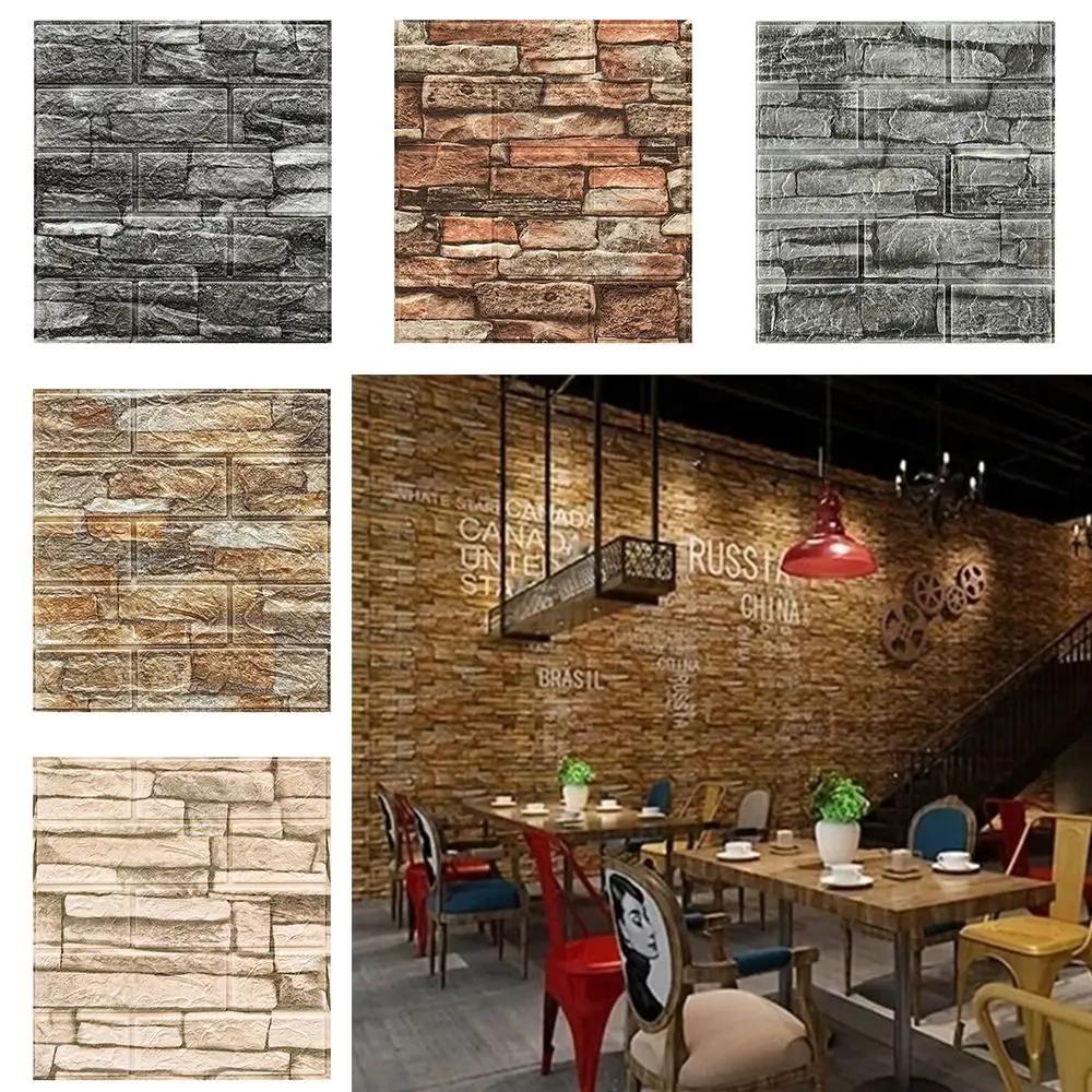 Waterproof Foam Brick Wallpaper Moisture-proof and Moldy Resistant Foam Soundproof Self-adhesive Wallpaper Decorative