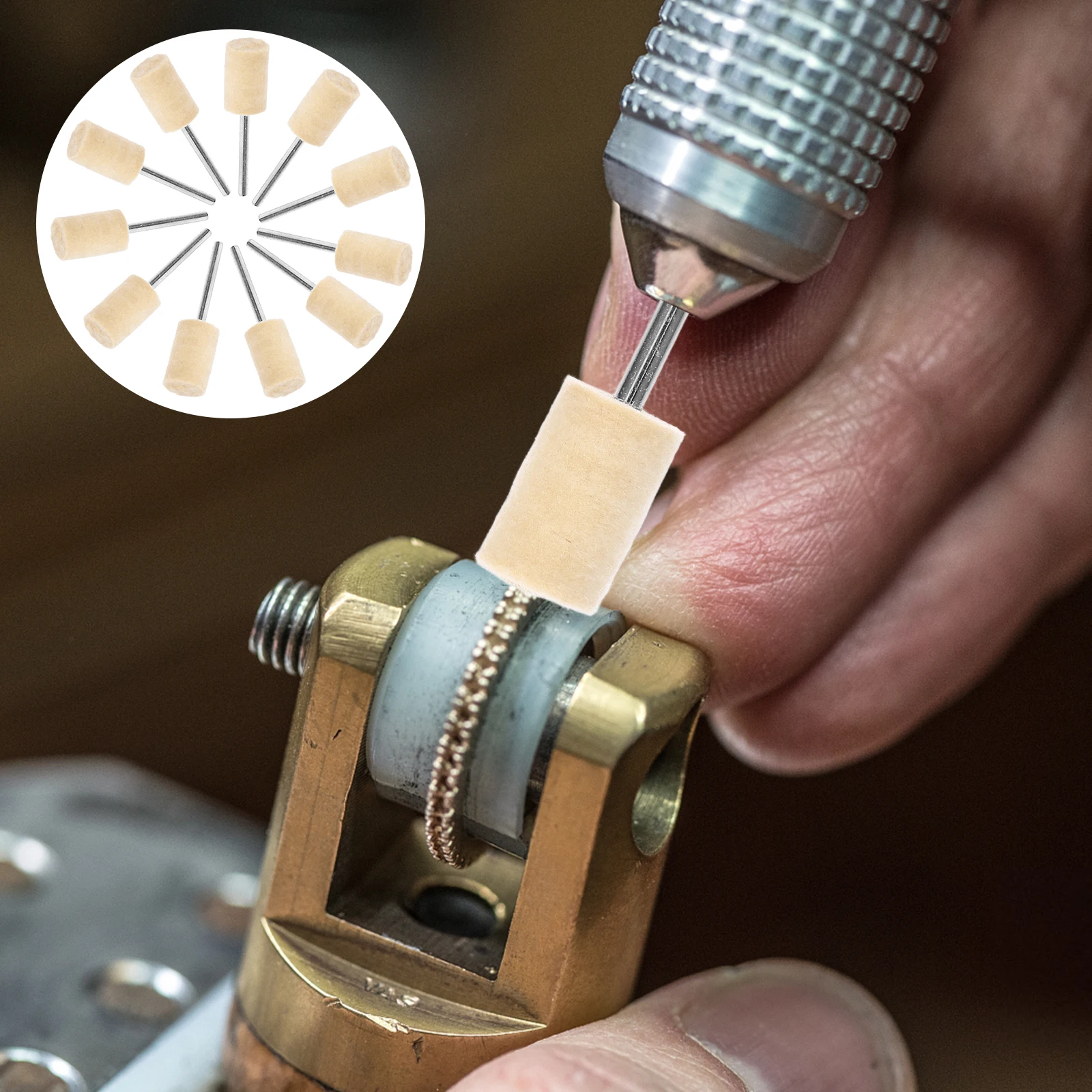 

12 Pcs Wool Buffing Pads Felt Polishing Bit Grinding Head Wheels for Bench Grinder