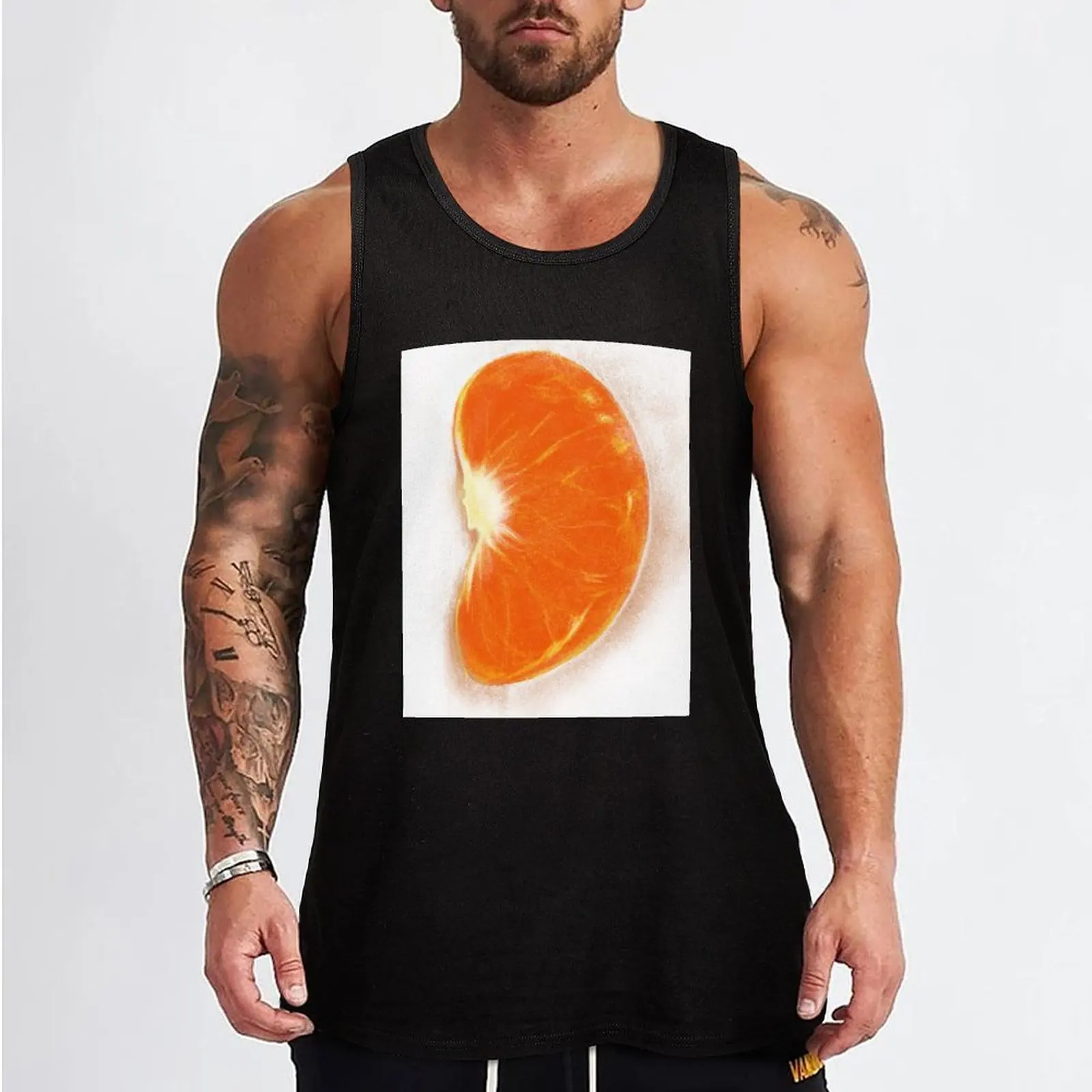 Orange mandarin Tank Top Gym T-shirts for men Male clothes clothes for men summer men clothing