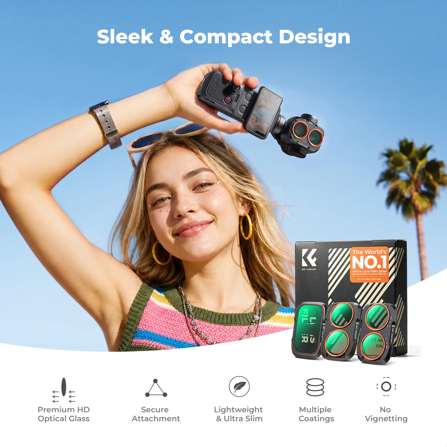 Filtr ND K&F Concept do DJI OSMO Pocket 4 Pro ND2-32 ND32-512 Filtr CPL 1/4 Black Mist Filtr do kamery sportowej OSMO 4P — zdjęcie produktu 6