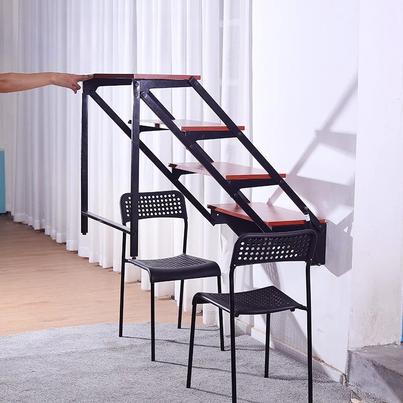 Wall-mounted small table balcony shelf small apartment three-dimensional rotatable folding table for home use