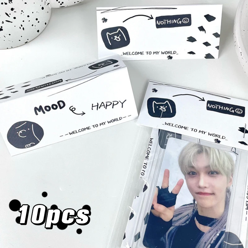 10PCS Original Black And White Simple Letter Card Head Packaging Set Sealing Sticker Separate Packaging Bag Photo Protector