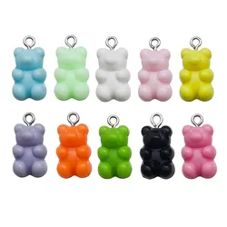 20pcs 11*21mm Colorful Cute Bear Design Charms Acrylic Animal Pendants For DIY Bracelet Necklace Jewelry Making Accessories