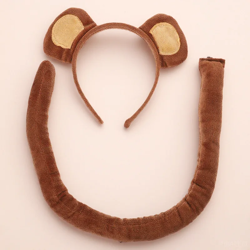 

1Set Monkey Ear Headband Tail Animal Costume Cosplay Party Dress Up Prop Accessories Monkey Costume for