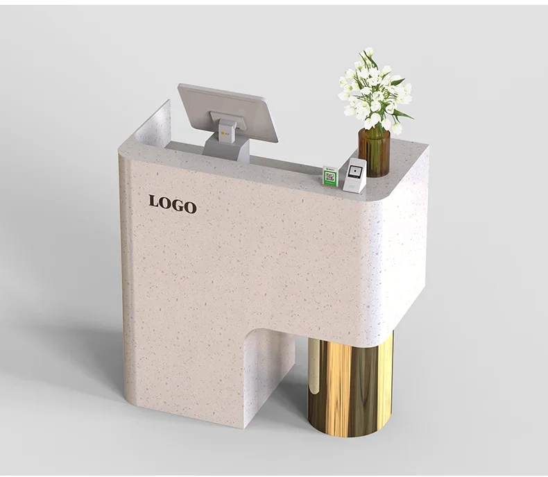 طاولة بار وكراسي لصالونات التجميل وأمين الصندوق للملابس ومكتب استقبال من الفولاذ المقاوم للصدأ #2