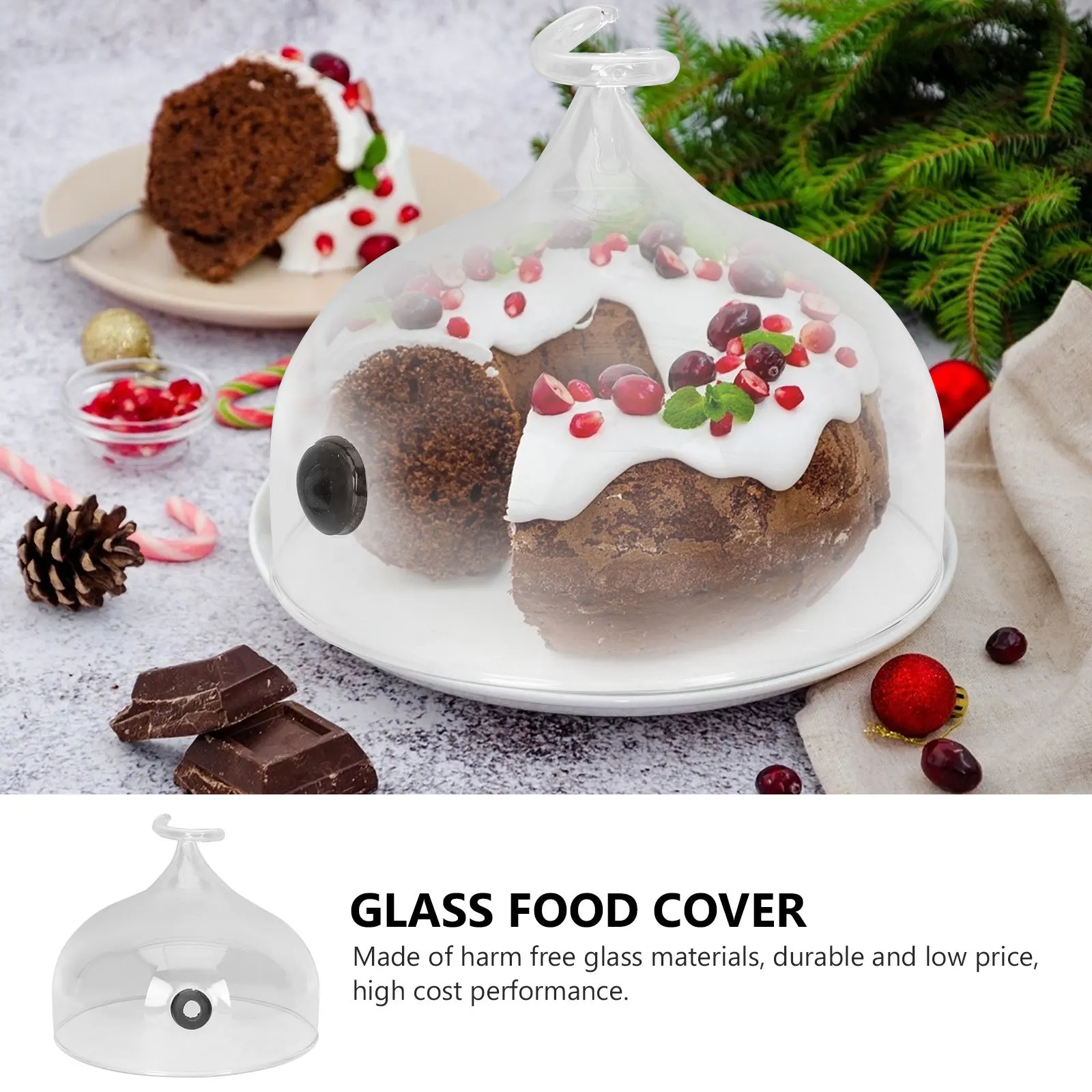 

Glass Smoking Cloche Food Cover for Birthday Banquet Wine Party Practical Thick Stable Easy to Clean Smoking Cloche