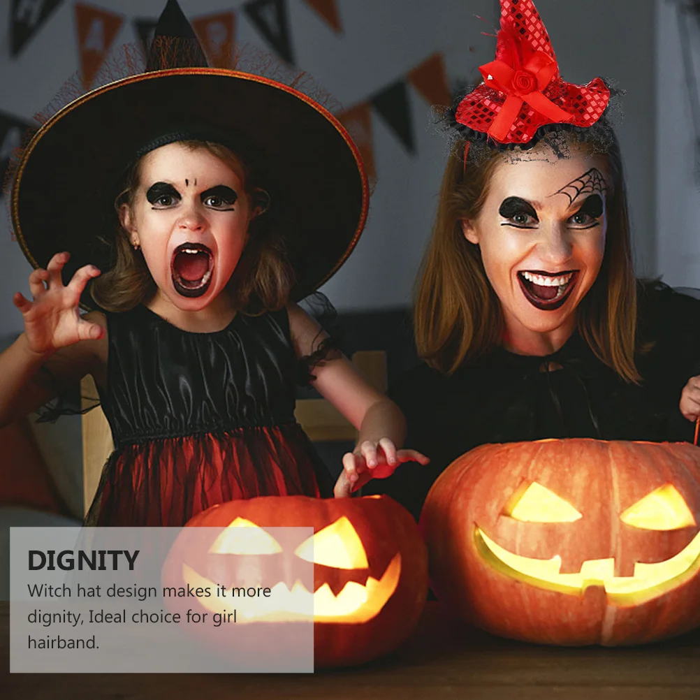 

3 Pcs Outfits for Girls Witch Hat Headband Halloween Costumes Fashion Accessories Sequin Headbands