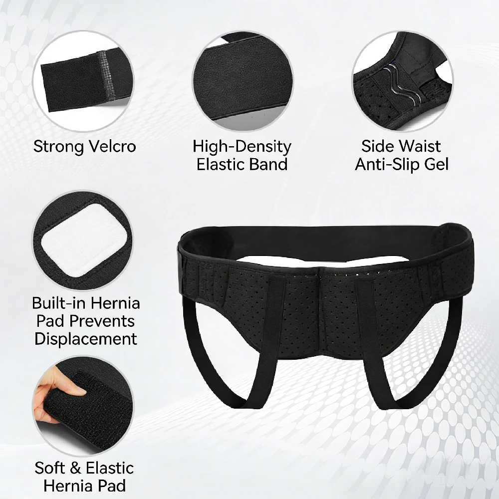 1PCS Men Adjustable Inguinal Hernia Support Belt, Comfort Foam Pad Compression Brace, Lightweight Relief Strap for Daily Walking