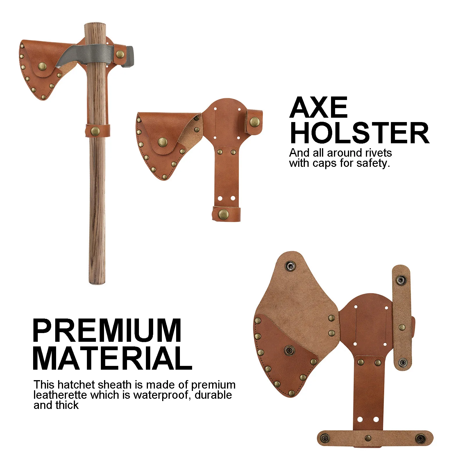 

Leather Axe Holster Rivet Reinforcement Hatchet Sheath Easy To Carry Axe Head Blade Cover Axe Protetive Case For Outdoor Hiking