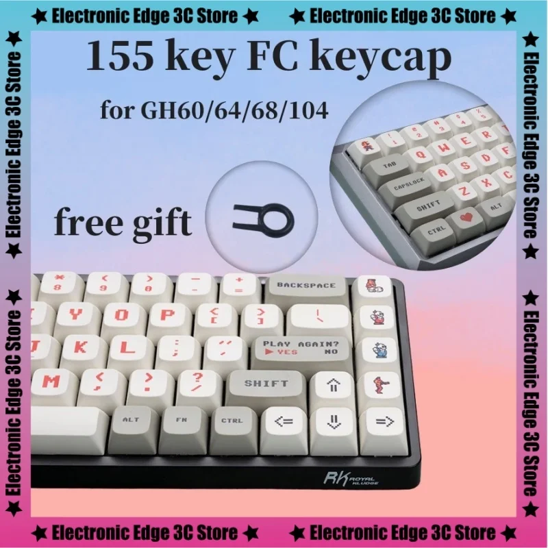 New H2 Red White Machine Fc Keycaps 155keys Xda Cherry Profile Pbt Material Thermal Sublimation Mechanical Keyboard Keycaps