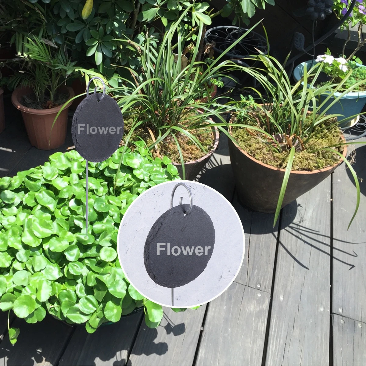 

Natural Garden Marker Round Iron Hanging 10x10cm Plant Label Greenhouse Sign for Flower Pots Outdoors Plate Label