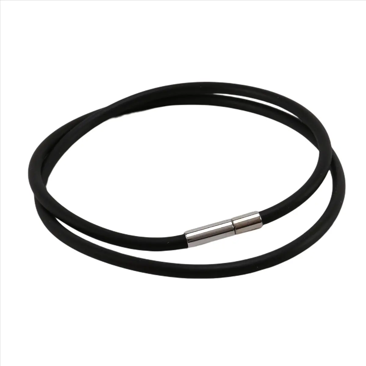 Efficient- 5pcs 3mm Black Rubber Cord Necklace with Stainless Steel Closure - 18 Inch