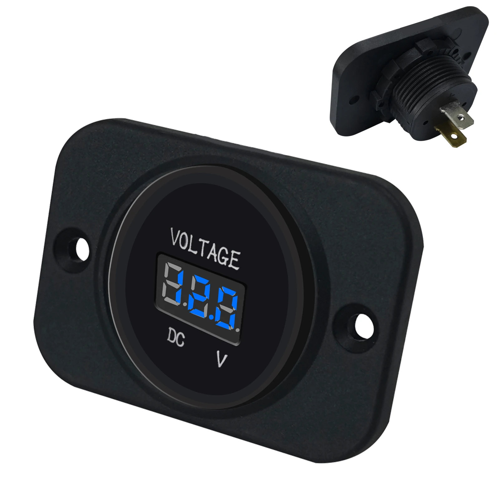 2PCS Waterproof DC 12V 24V LED Digital Voltmeter Panel Round Battery Voltage Monitor Gauge for Car Boat Marine Motorcycle RV ATV