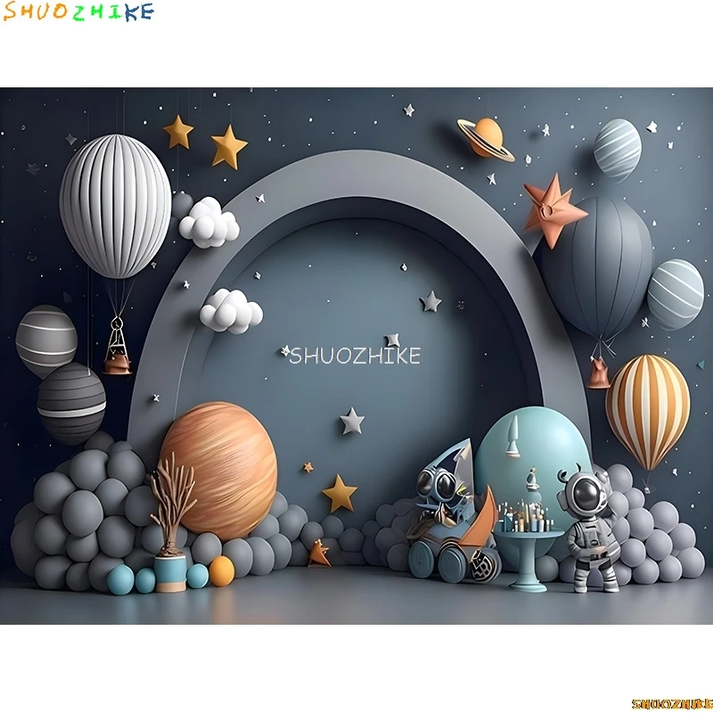 Воздушный шар и облака с днем рождения фон для фотосъемки праздник для маленьких детей вечерние фоны для фотостудии VX-11
