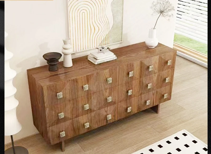 Medieval solid wood chest, bedroom locker, retro side cabinet, drawer