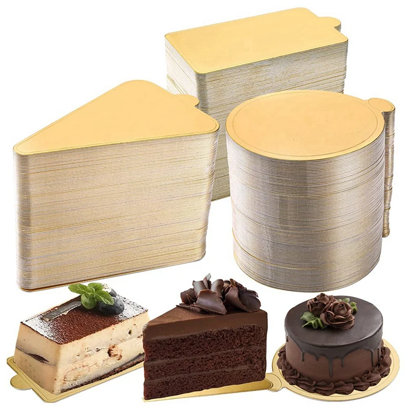 ABSF 300PCS Mini Cake Boards, Gold Circle Paper Cupcake Dessert Displays Base Tray, Mousse Cake Board Plates For Parties