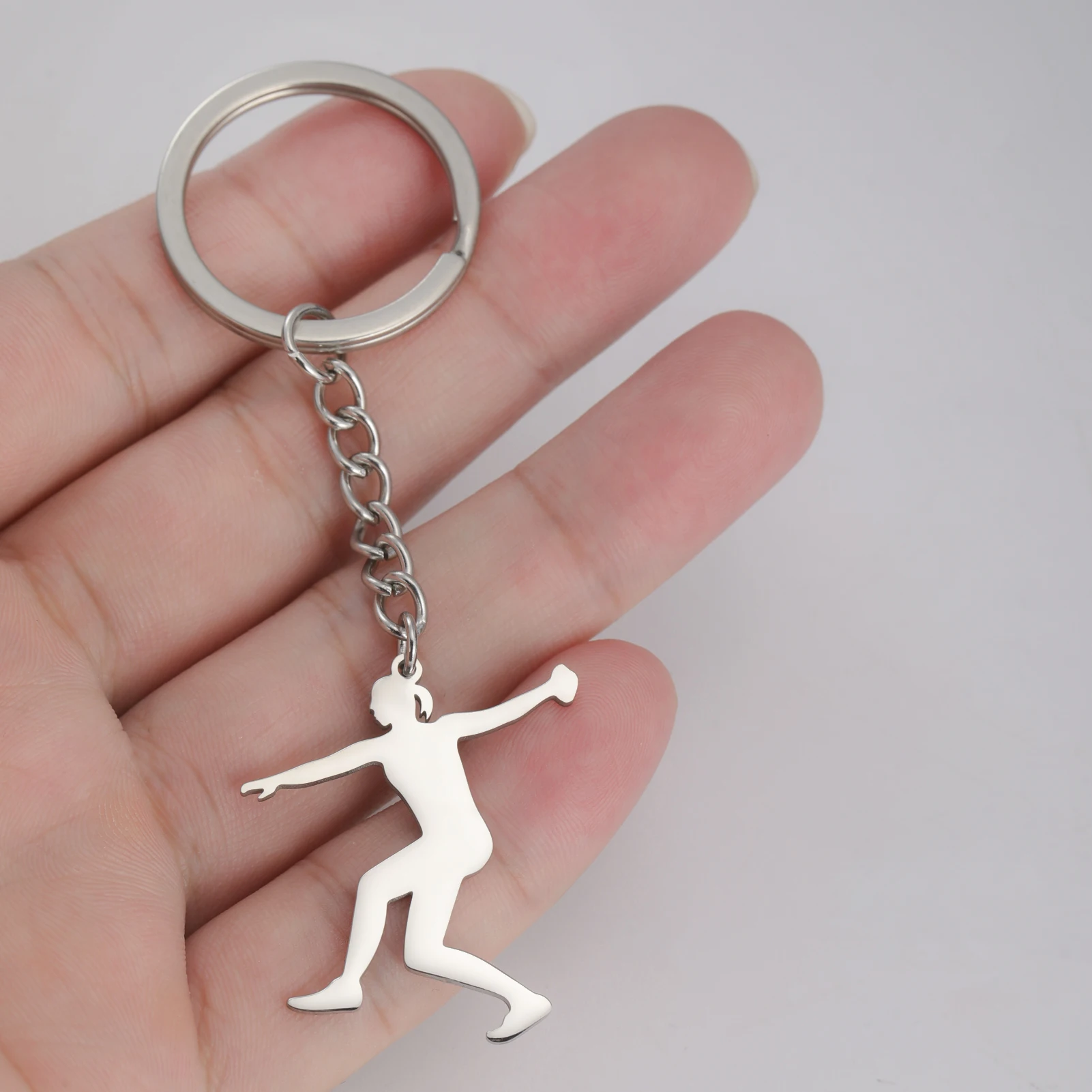 COOLTIME Discus Thrower Keychain Stainless Steel Women Shot Put Competition Athletes Fashion Keyring Sport Jewelry Gift