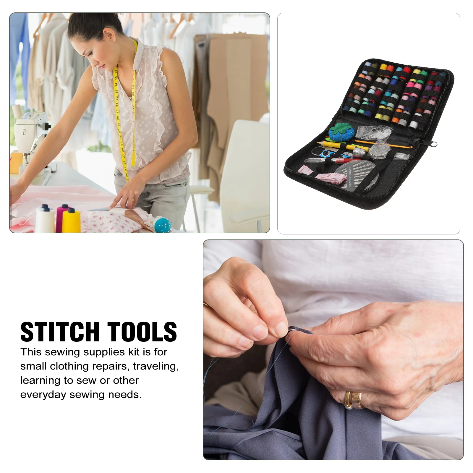 

1 set 1 Set Portable Kit Durable Storage Case For Travel Home Use Sewing Supplies Stitch Tools Sewing Accessories Thread Needles