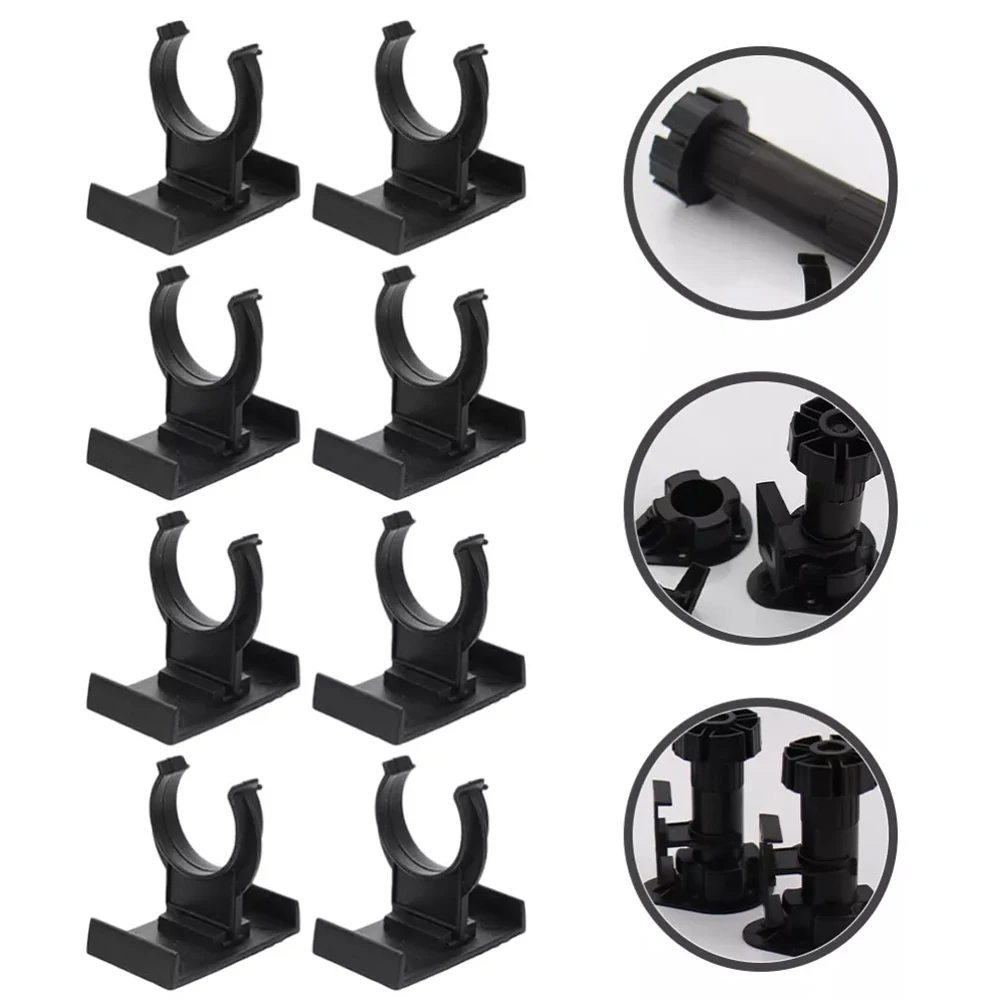 8 Pcs Cabinet Foot Buckle Black Kitchen Board Plinth Clips Fixture Kick Skirting Trims Plastic Leg Furniture Levelers