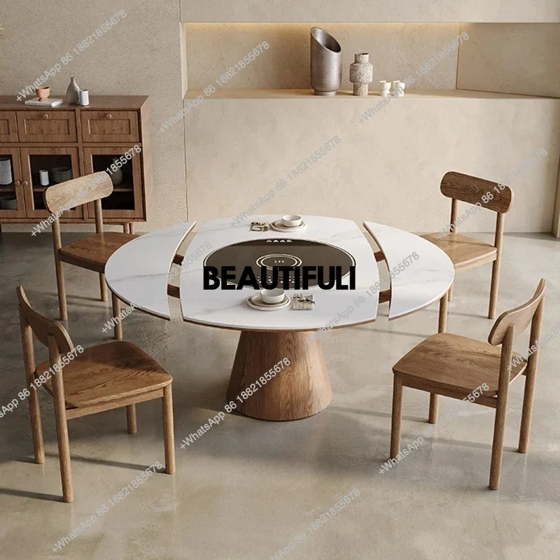 

R Italian Extendables Dining Tables Party Event Round Living Room Dining Tables Salon Space Saving Tavolo Pranzo Furniture Home