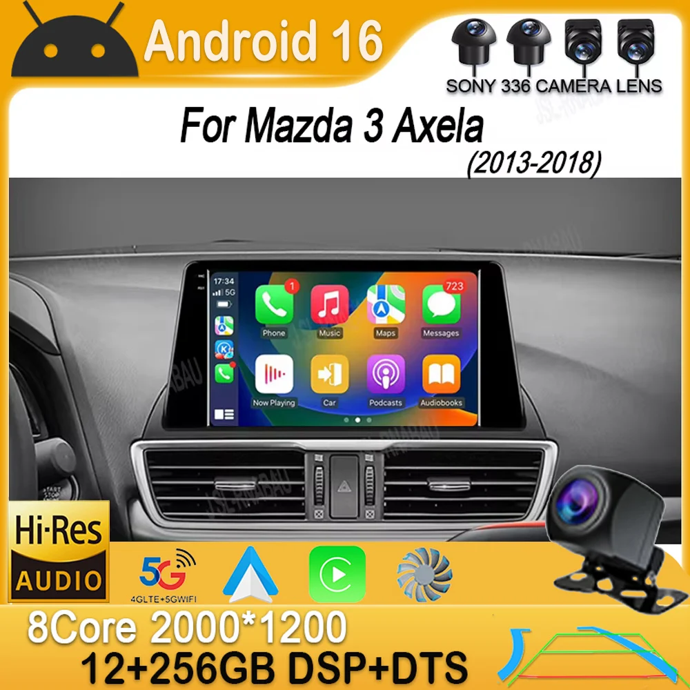 Android 16 Carplay Auto Car Radio For Mazda 3 Axela 2013-2018 Stereo GPS Navigation Multimedia Video Player Autoradio Head Unit