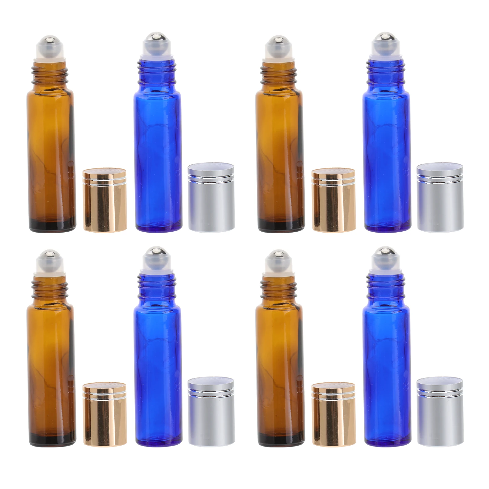 

8pcs Roll On Bottles 10ml Essential Oil Glass Bottles with Stainless Steel Roller Balls Refillable Containers for Essential Oil