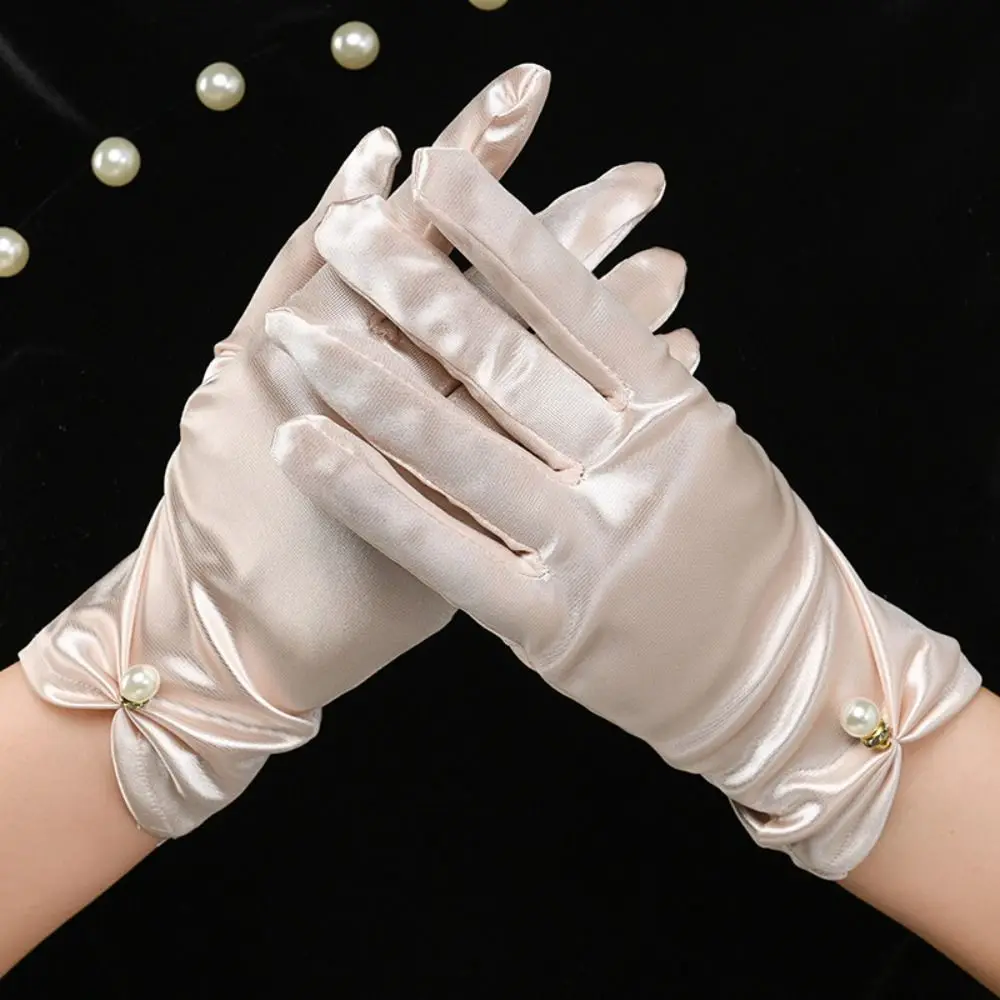 Events Activities Dress Solid Color Satin Gloves Satin Elastic Bridal Gloves Dance Mittens Women