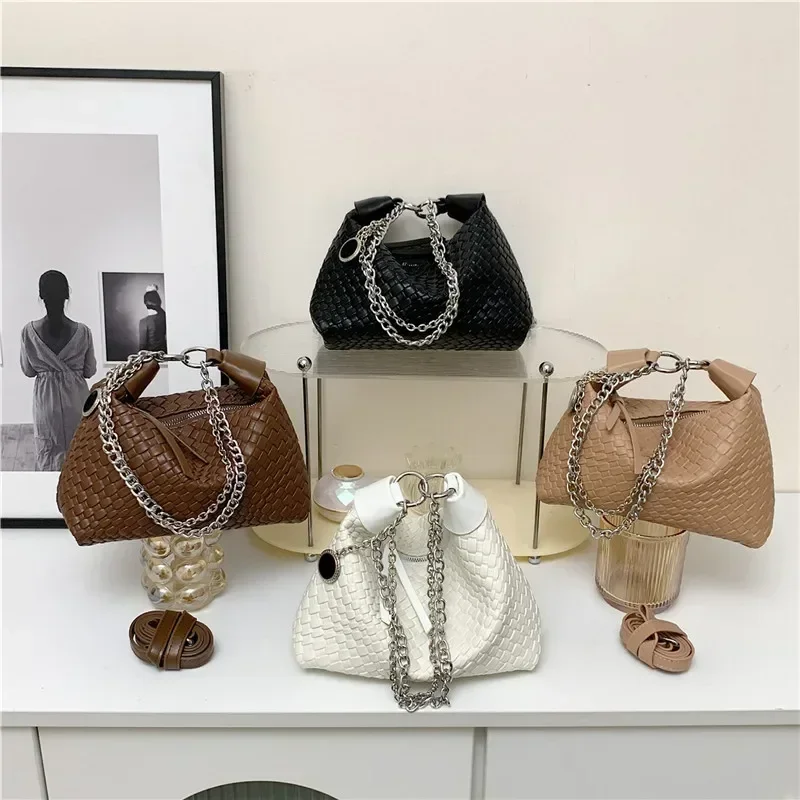 

2025 Quilted Vegan Leather Bag Women's Trendy Shoulder Purse Convertible Crossbody with Detachable Gold Chain Fashion Handbag