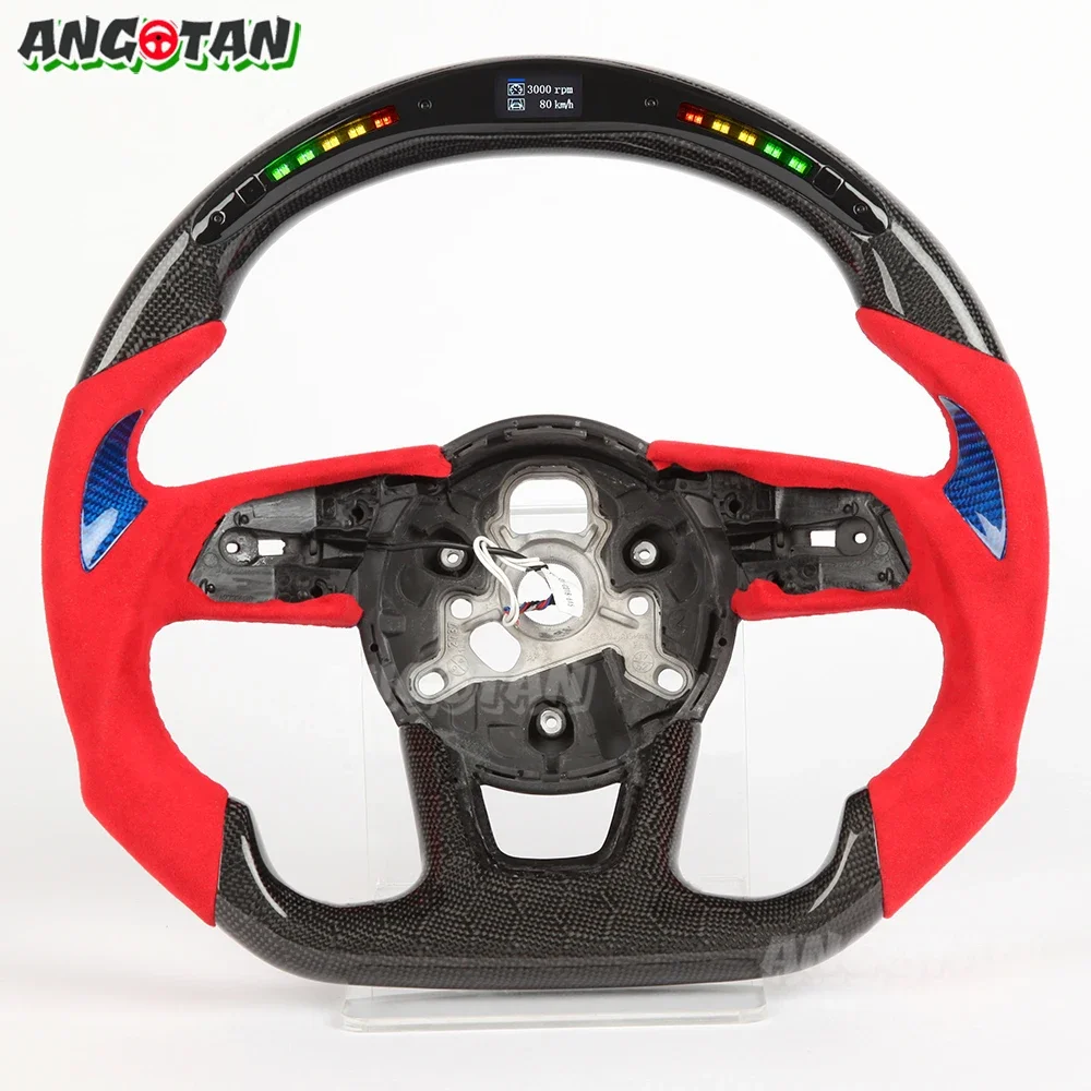 

For Audi RS3 RS4 RS5 S3 S4 S5 A3 A4 A5 A6 A7 B7 B8 C7 C8 2017-2020 LED Carbon Fiber Steering Wheel Perforated Leather