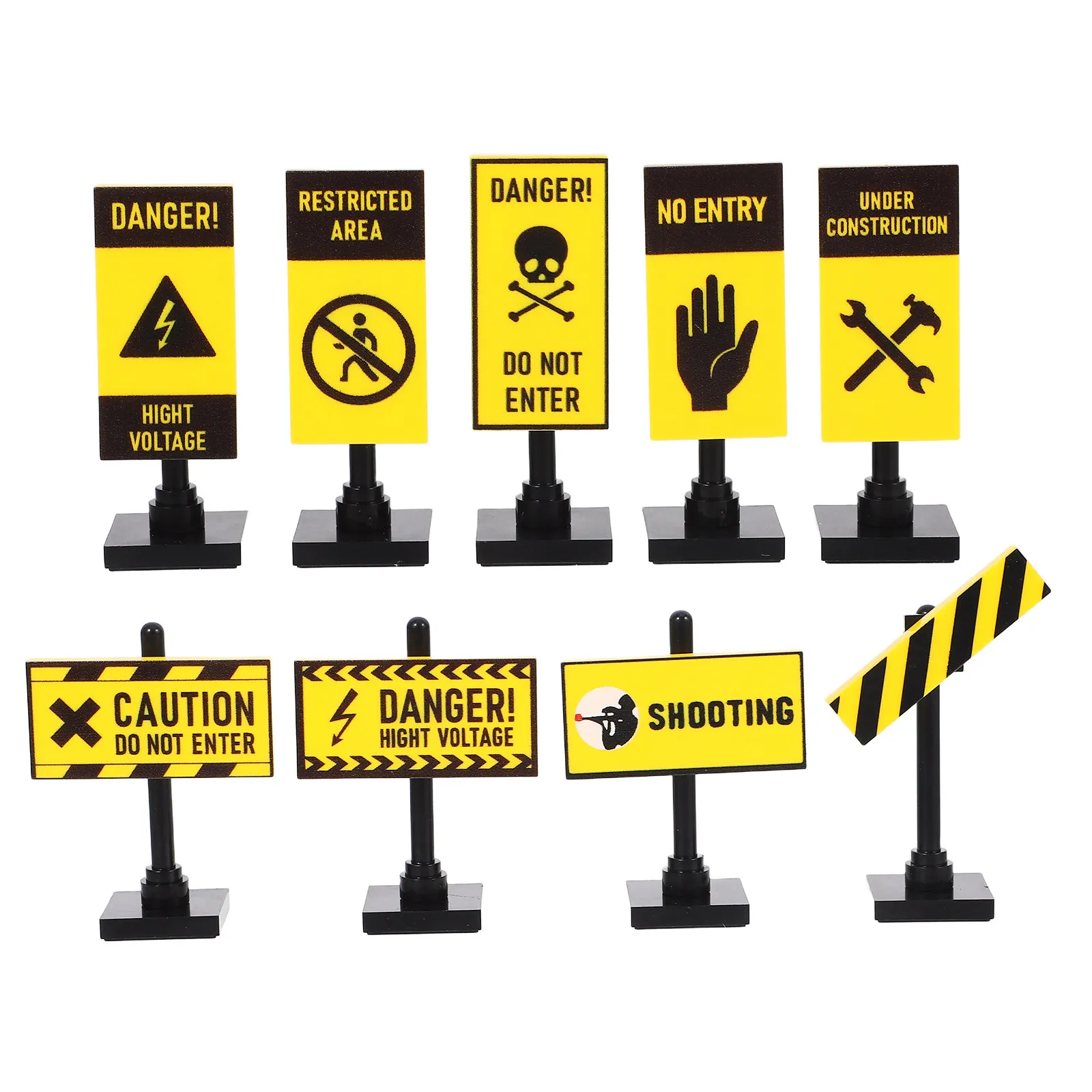 9Pcs Miniature Warning Signs Simulation Playset Educational Street Traffic Scene Construction Accessories Kid Craft Favor