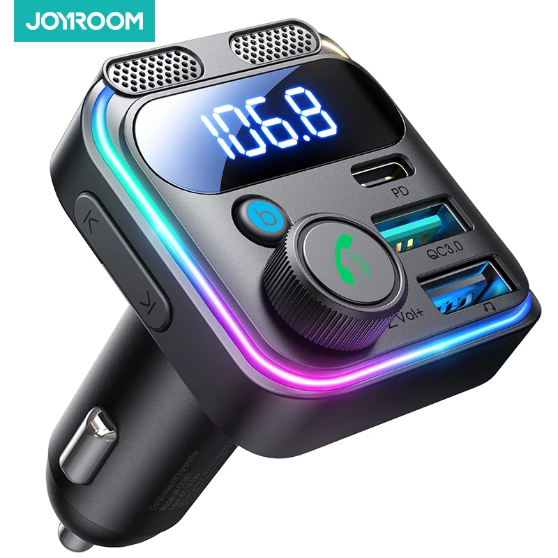 Joyroom 81W Schnelles Auto-Ladegerät Bluetooth 6.0 FM-Transmitter Kabelloses Radio Freisprechanlage Doppelmikrofone Auto-MP3-Player Auto-Ladegerät