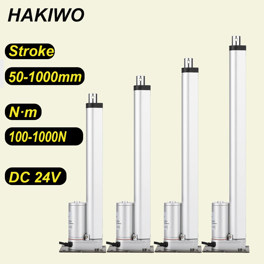 

HAKIWO 24V Customizable Linear Actuator 50mm 150mm 350mm 550mm 750mm 900mm Stroke 1000N Linear Drive Electric Motor 90mm/s Speed