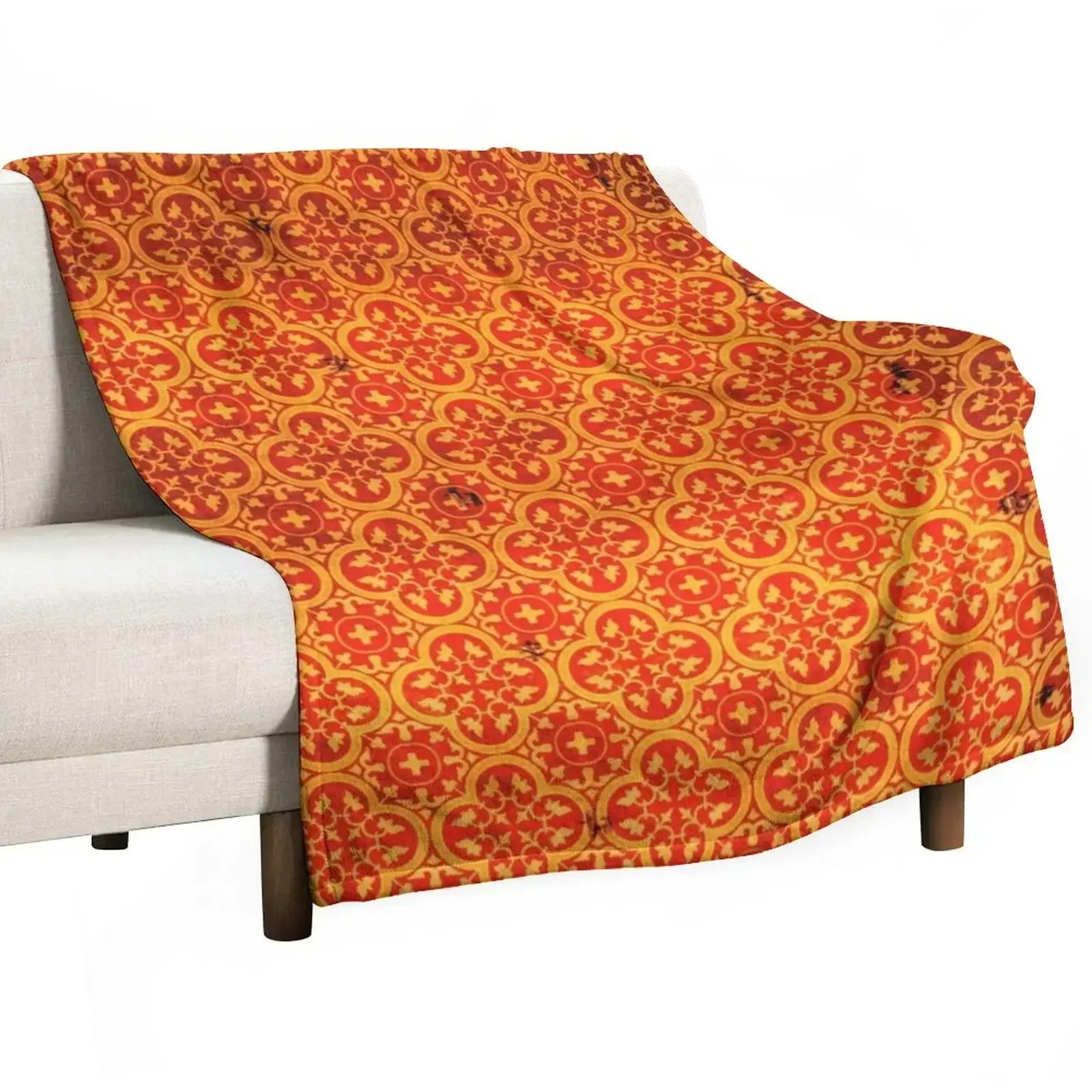 

Orange Traditional Oriental Moroccan Style Pattern Throw Blanket Beautifuls Thermal Hair warm winter Blankets