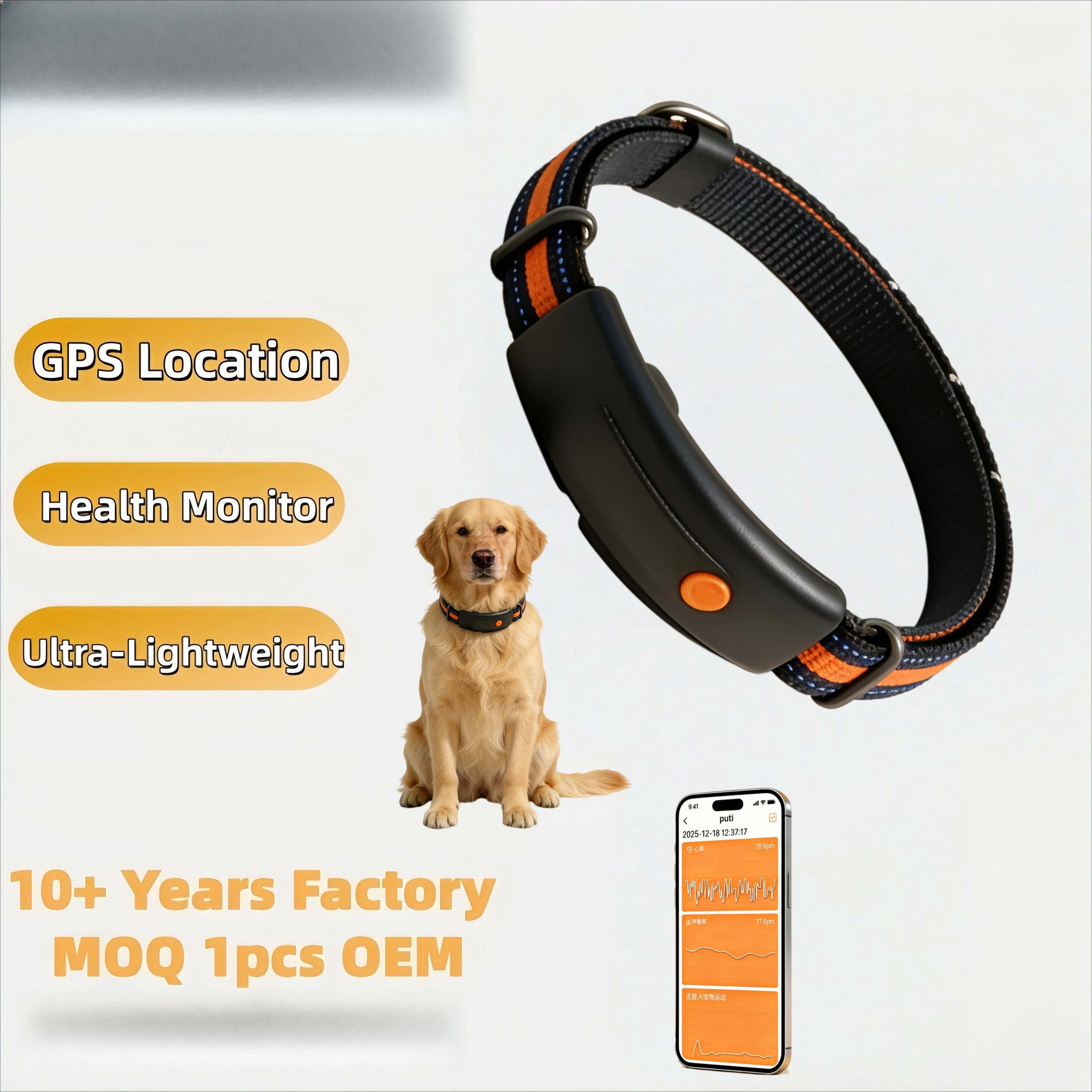 a forSmart GPS Tracker Locator With Electronic Walkie Talkie Waterproof Features Dog Cat Pet GPS Health tracker Collar