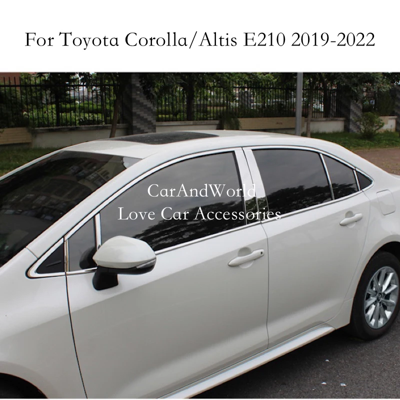 Stainless Car Window Pillar Protector Trims Center Column Decorative Cover Accessories For Toyota Corolla Altis E210 2019-2022