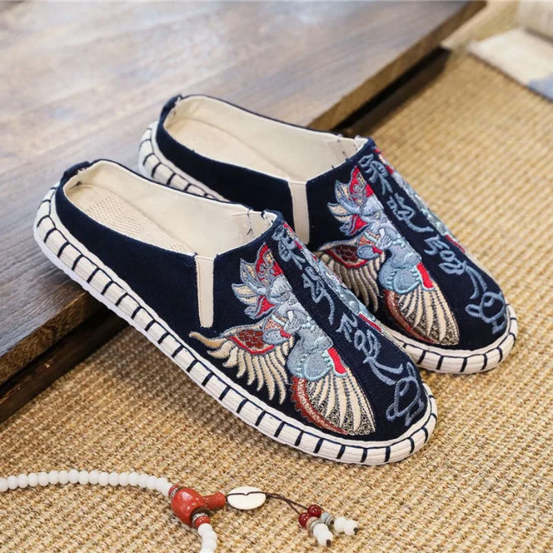 Mules Slippers for Men Shoes Outdoor Half Living Room Sandals Man Flat Canvas Designer Luxury Cheap Liquidation Low Price Pvc