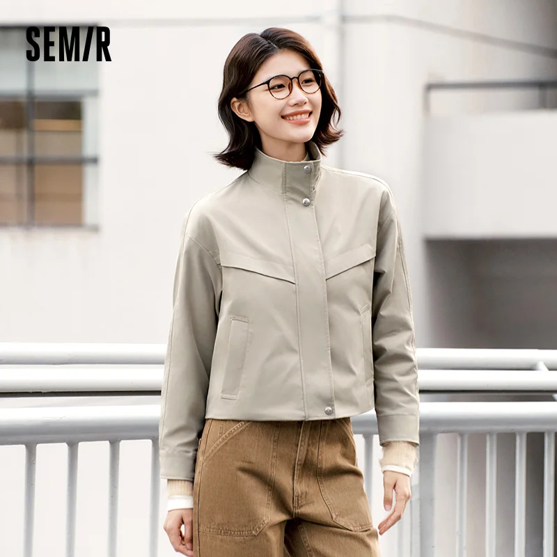 

Semir Protective Outerwear Women Three-Protection Solid Color 2025 New Spring Windproof Stand-up Collar Jacket