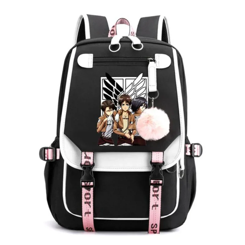 Attack On Titan Survey Corps Backpack Levi Erwin Eren Kawaii Schoolbag Girls Boys Cartoon Large Capacity Bookbags for Teenagers