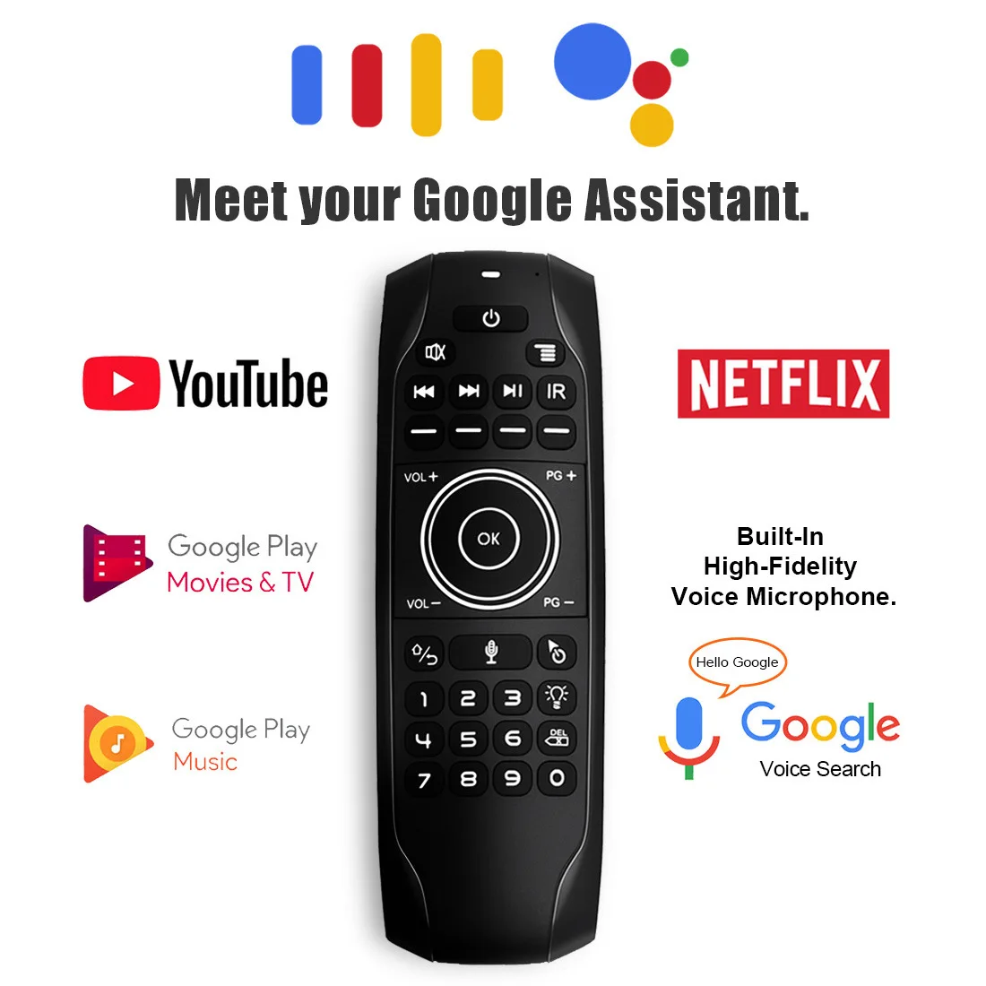 Smart Air Mouse Remote Control With Google Assistant Voice Control 6 Axis Gyroscope Wireless Mini Keyboard With Backlightt