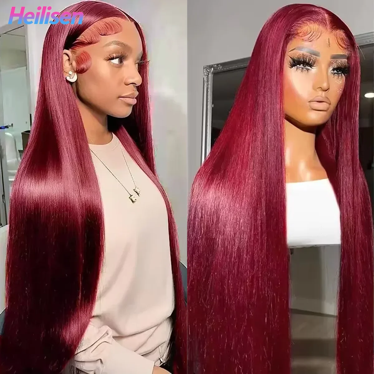 36 дюймов 99J бордовый 220% плотность прямой 13x4 13x6 HD прозрачный кружевной фронтальный парик бразильские человеческие волосы парики для женщин