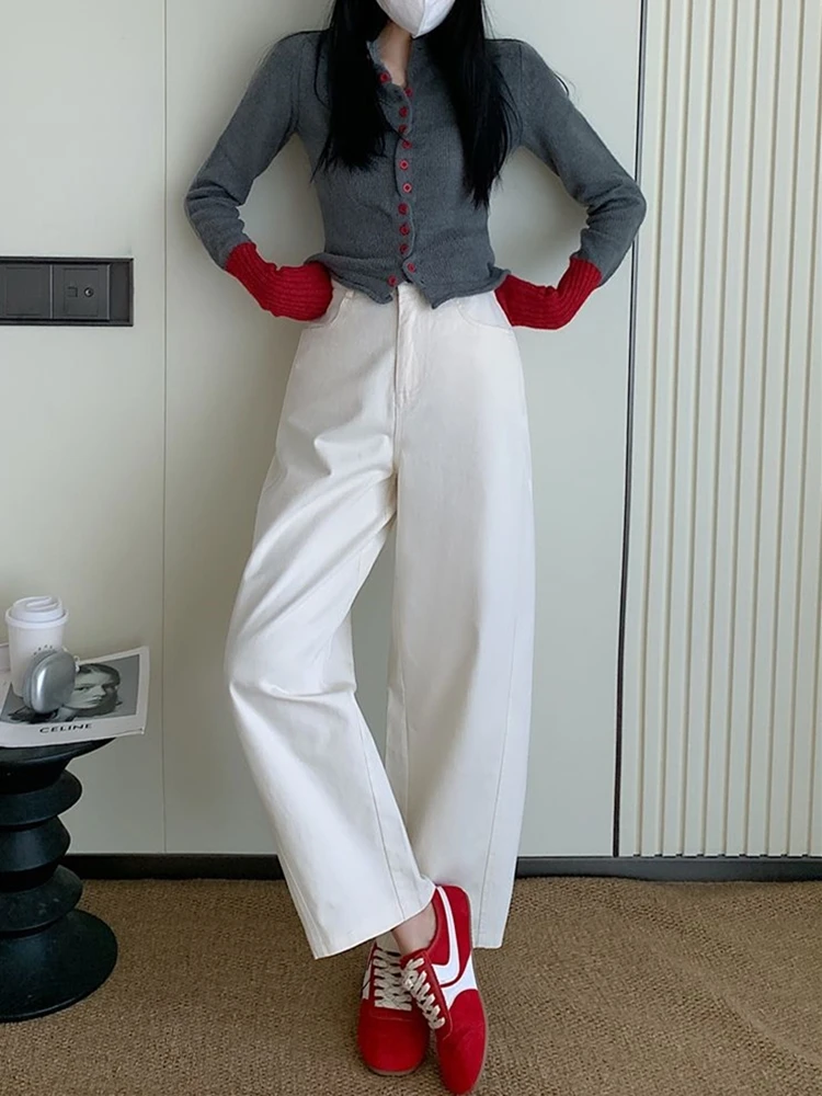 ZHISILAO กางเกงยาวถึงข้อเท้าผู้หญิงสง่างามออฟฟิศเลดี้วินเทจผ้าฝ้ายกางเกงขากว้างฤดูใบไม้ร่วงฤดูหนาว 2025