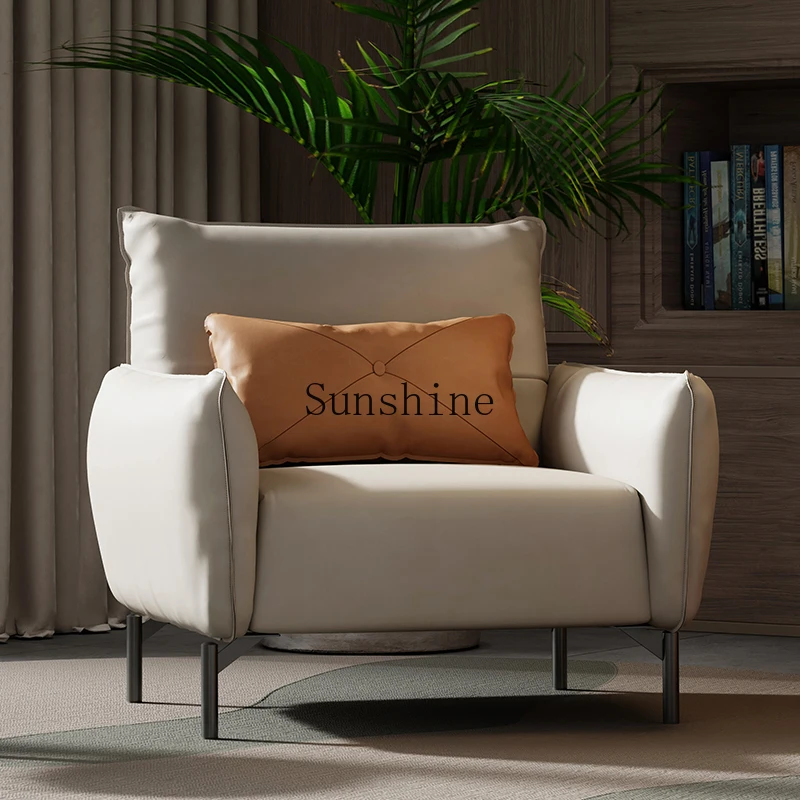 Italian living room single sofa chair modern simple light luxury home, leather balcony negotiation area leisure