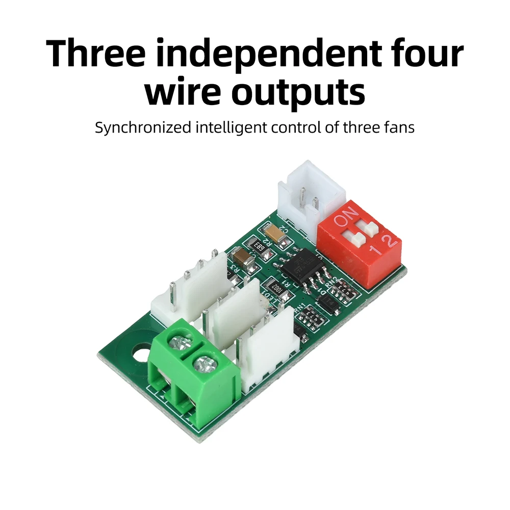 3 Channel 4Pin Temperature Controlled Fan Speed Regulator DC 12V 24V PWM Control With Sensor Probe For 4Pin PC Cooling Fan