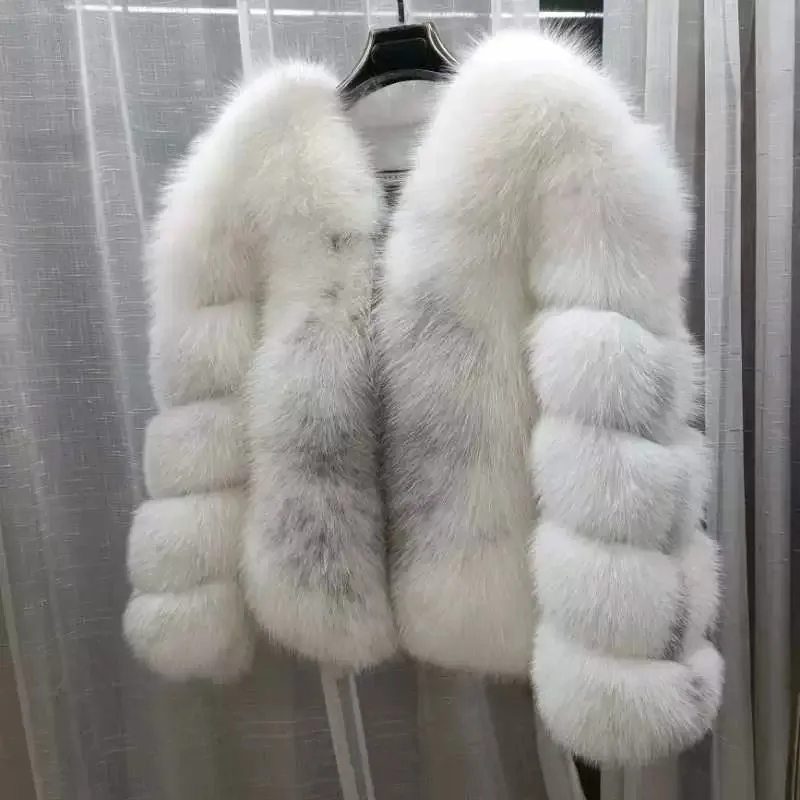 

Natural Luxury Women's Real Fox Fur Jacket Natural Fox Fur Cropped Jacket Winter 2024