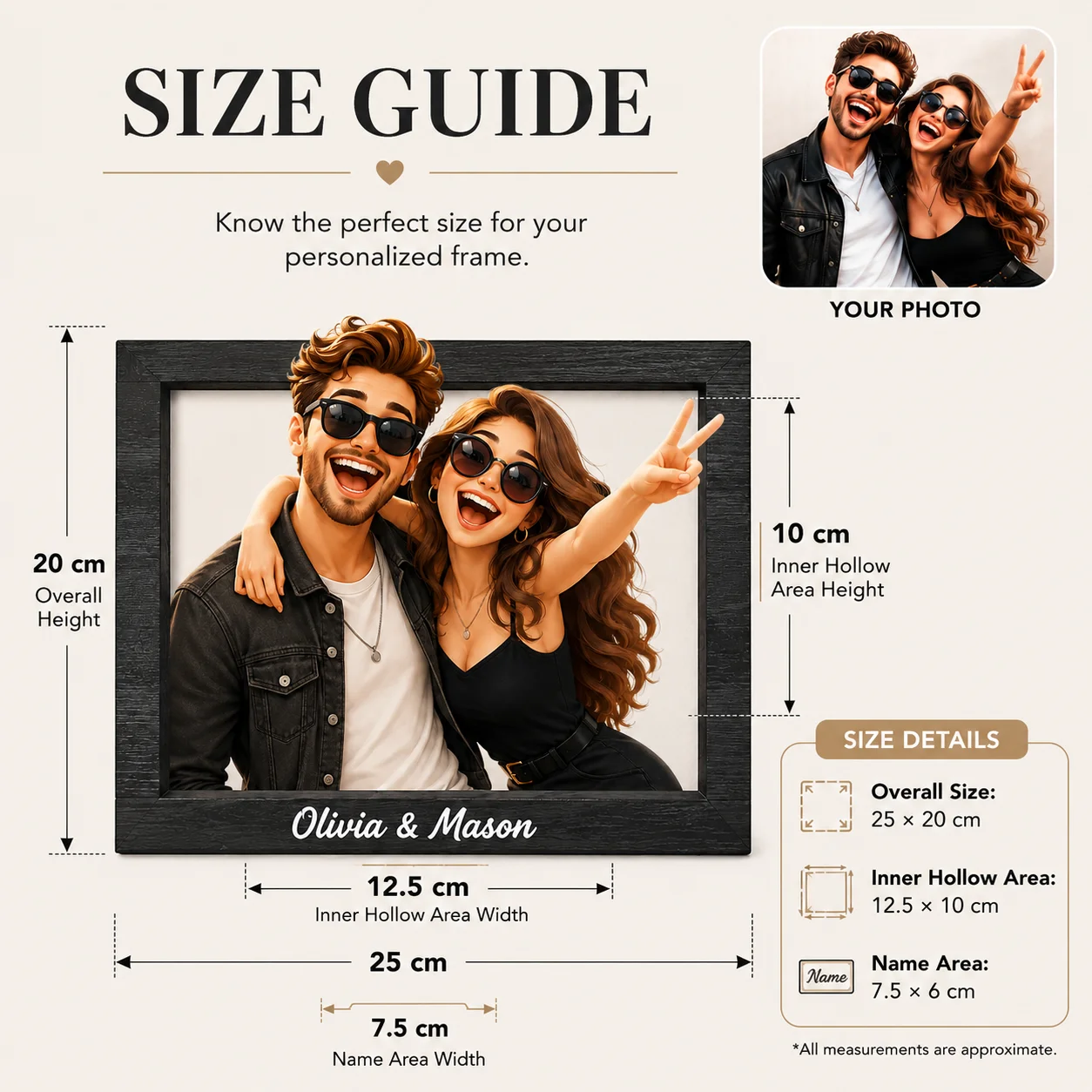 Personalized 3D Cartoon Photo Frame Personalized Couple Portrait Wooden Sign for Anniversary Wedding Valentine Birthday Gift