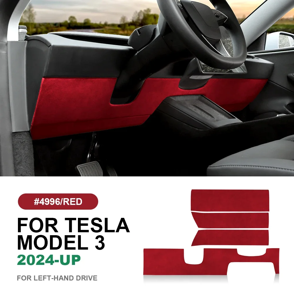 for Tesla Model 3 Highland 2024-Up Italian Premium Suede Instrument Panel Trim Protective Sticker Decor Car Interior Accessories