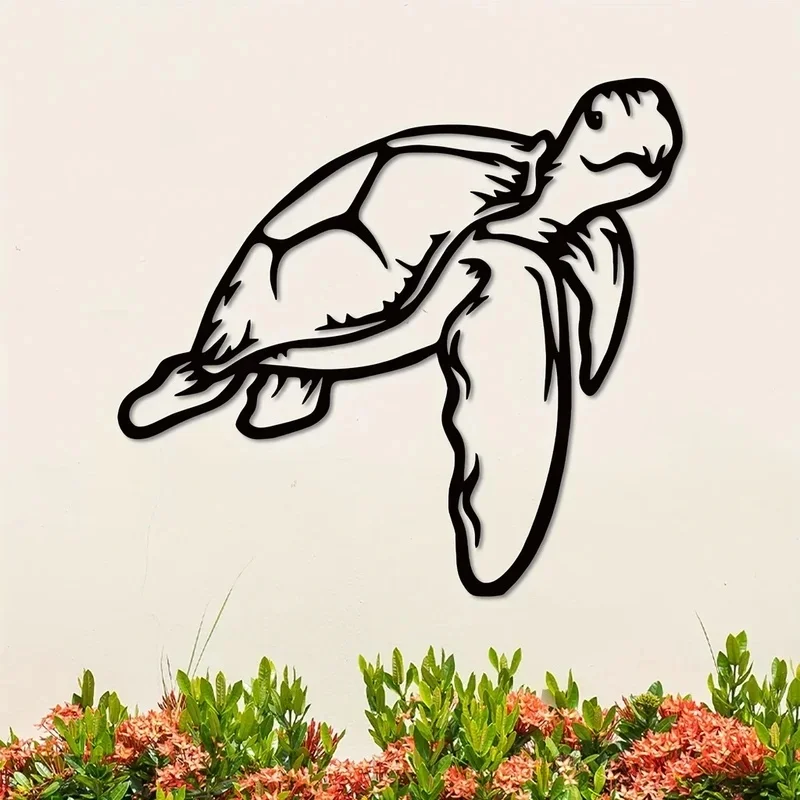 CIFBUY Sea Turtle Metal Wall Decor,  Turtle Wall Decor Plaque Steel Art Geometric Ornaments Cut Out for Christmas Decor 1pc