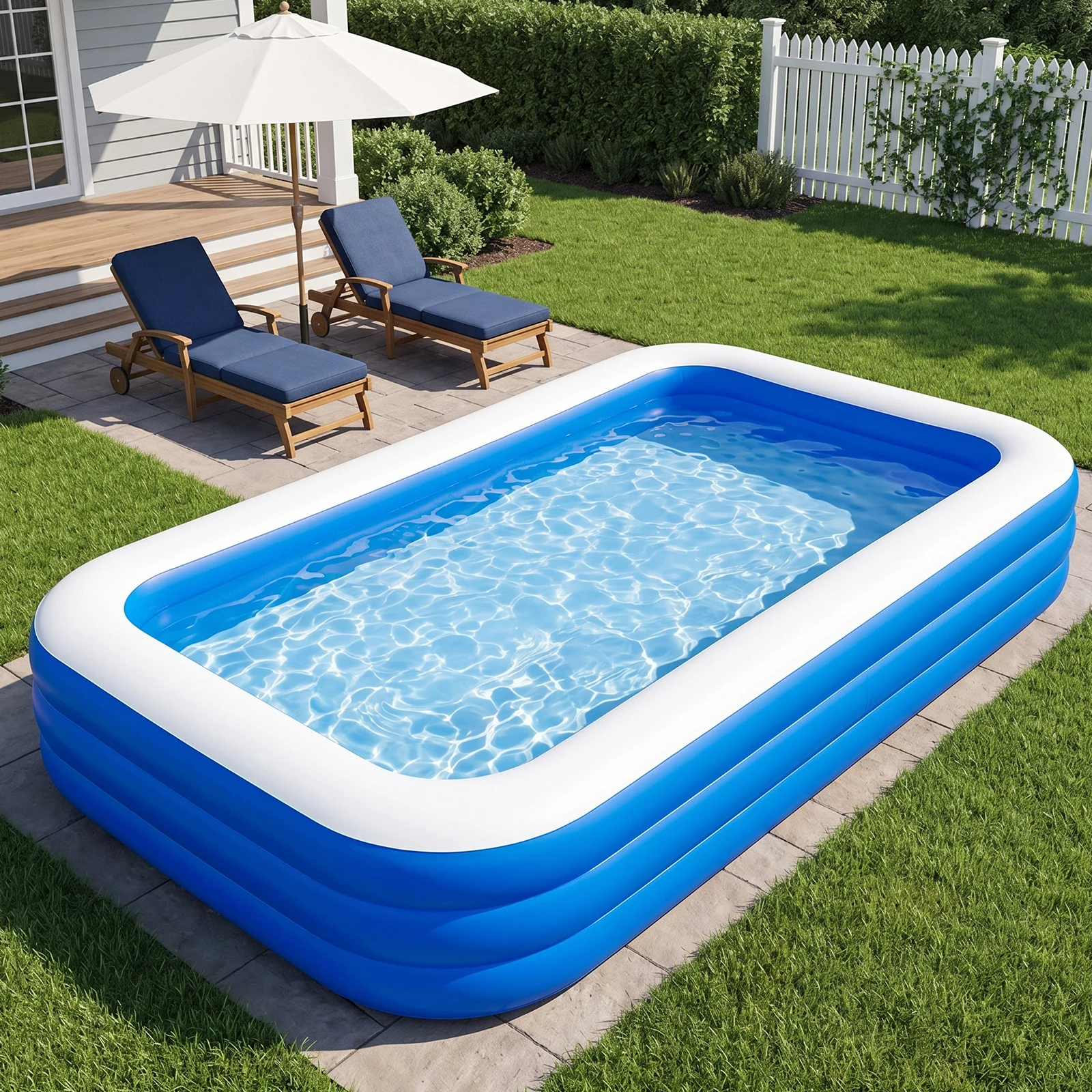 Piscina gonfiabile di grande capacità per tutta la famiglia, realizzata in PVC rinforzato, a tenuta stagna, adatta sia per interni che per esterni, ideale come area giochi con palline per bambini,