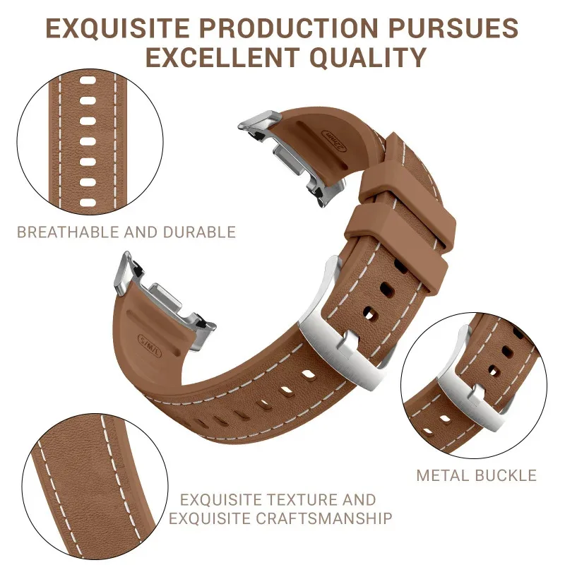 สายหนัง BUSKOZ แบบไม่มีช่องว่าง สำหรับนาฬิกา Samsung Galaxy Watch 8 Classic 46 มม. สายรัดข้อมือกันเหงื่อ สวมใส่สบาย อุปกรณ์เสริม