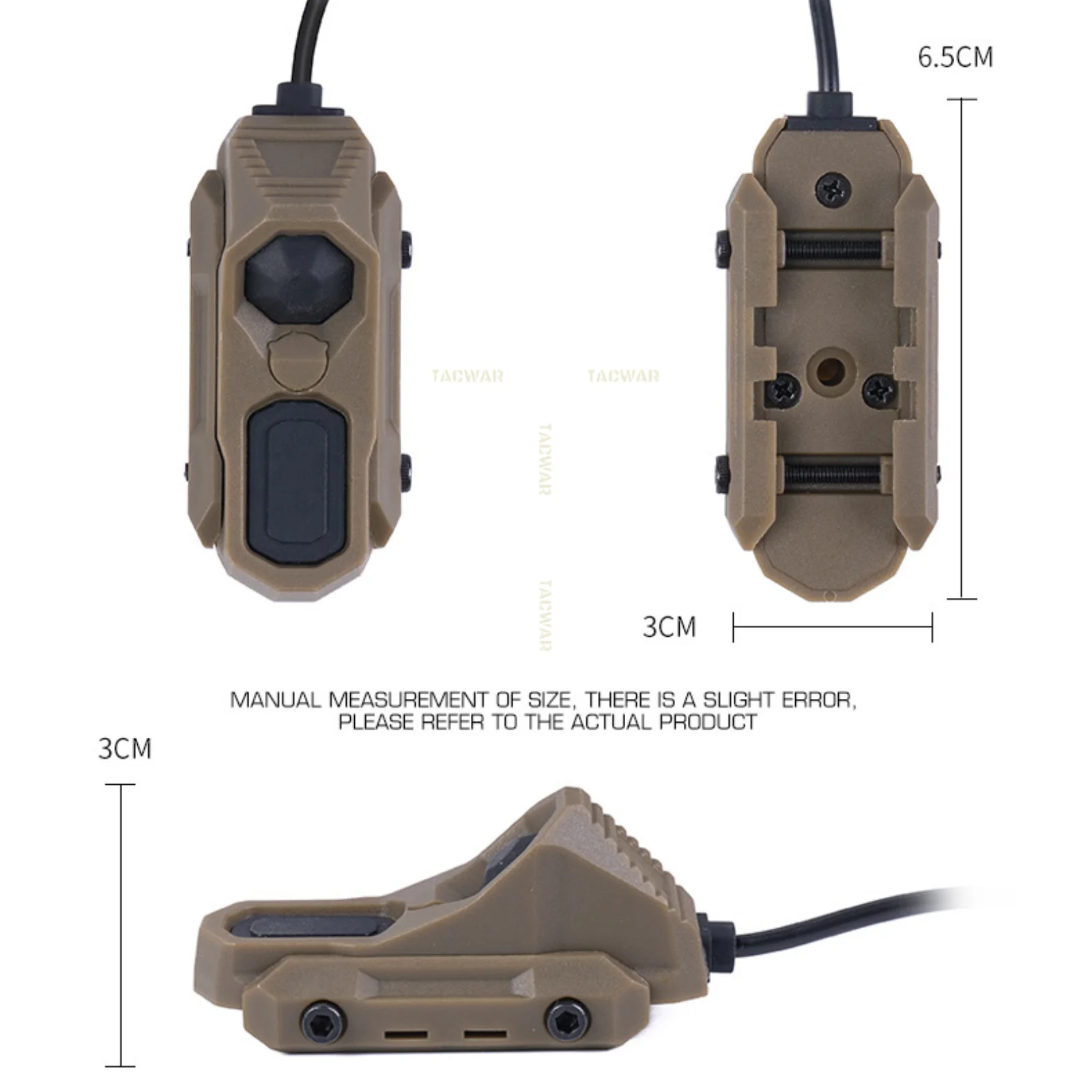 Tactical AXON Wire Switch USB-C, Remote Pressure Switch Compatible with USB-C Flashlight Tail Cap